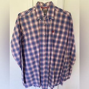 Cinch long sleeve collared patriotic shirt in size M